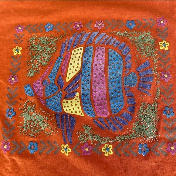 Vintage Fish T Shirt Summer Orange - Picture 3 of 3